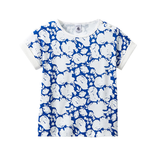 PETIT BATEAU GIRL SHORT SLEEVE FLORAL T-SHIRT (3Y, 4Y, 5Y, 6Y, 8Y)