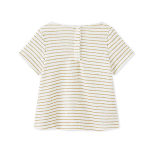 Petit Bateau BABY GIRL SHORT SLEEVE STRIPED SPARKLE TEE (Size 3m, 36m)