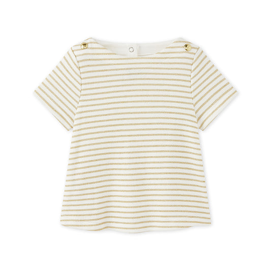 Petit Bateau BABY GIRL SHORT SLEEVE STRIPED SPARKLE TEE (Size 3m, 36m)
