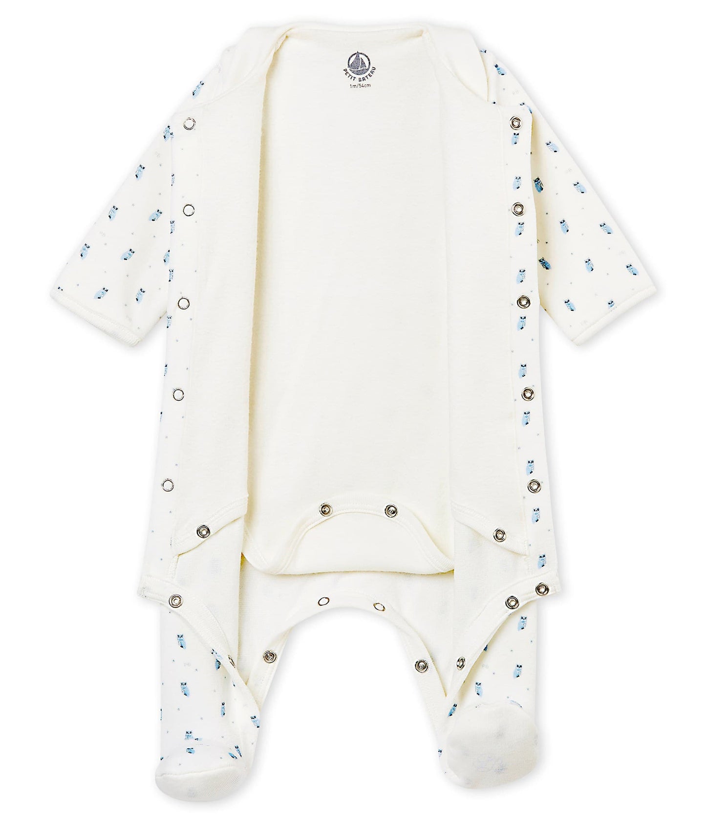 Petit Bateau Baby Boy Velour Print Footie with Attached Bodysuit (NB, 1m, 6m)