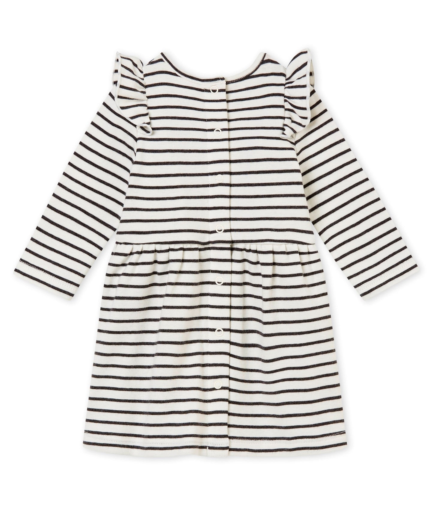 Petit Bateau Baby Girl Long Sleeve Striped Dress with Ruffles (3m, 6m, 24m, 36m)