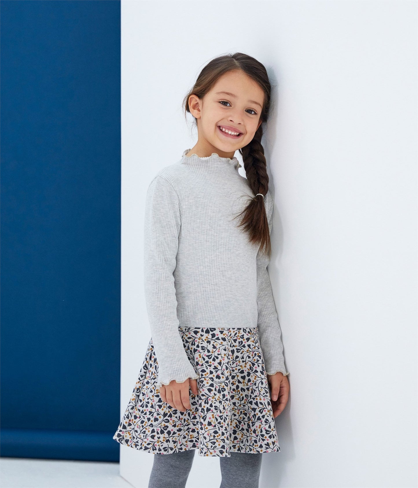 Petit Bateau Girl's Long Sleeve Two Tone Dress (Size 4)
