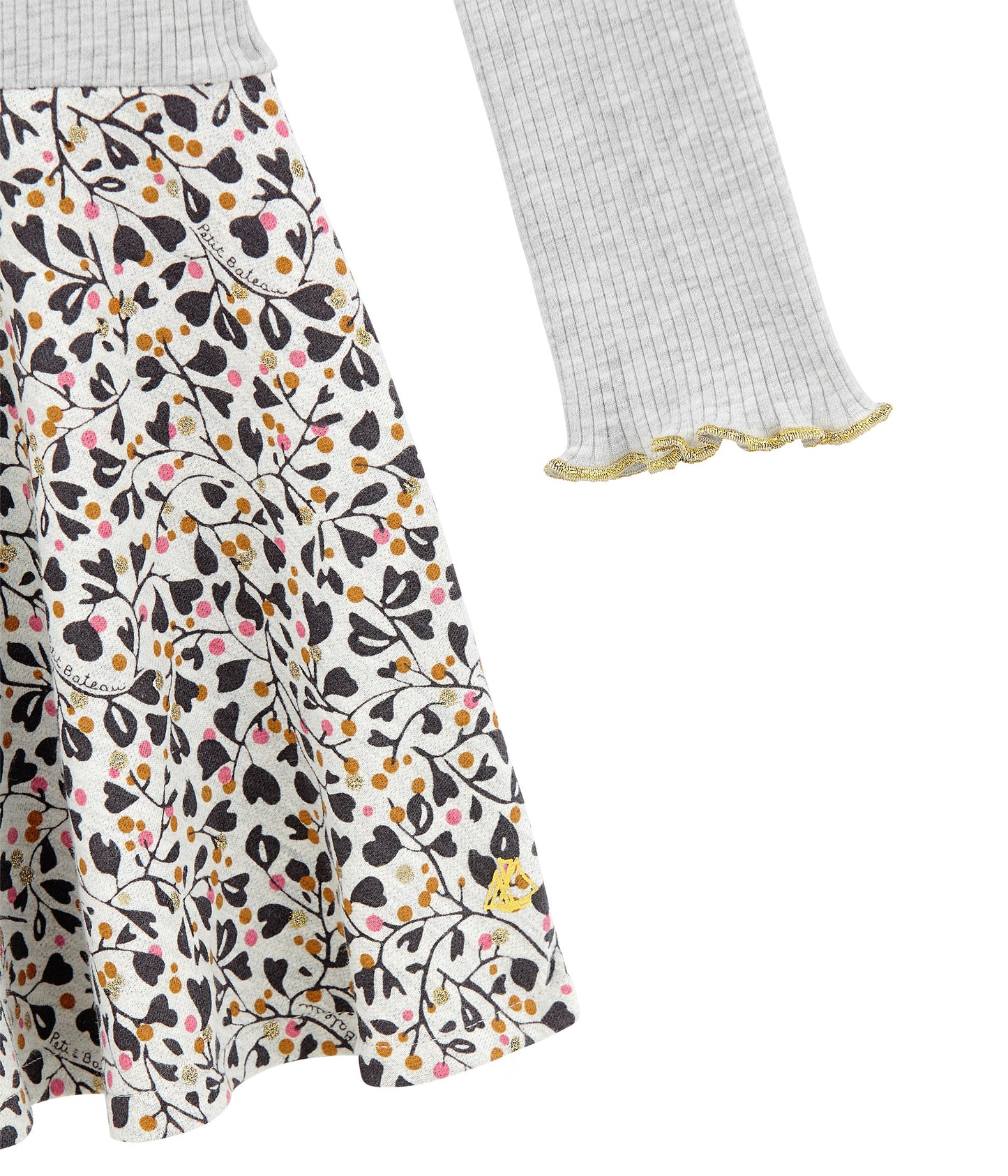 Petit Bateau Girl's Long Sleeve Two Tone Dress (Size 4)