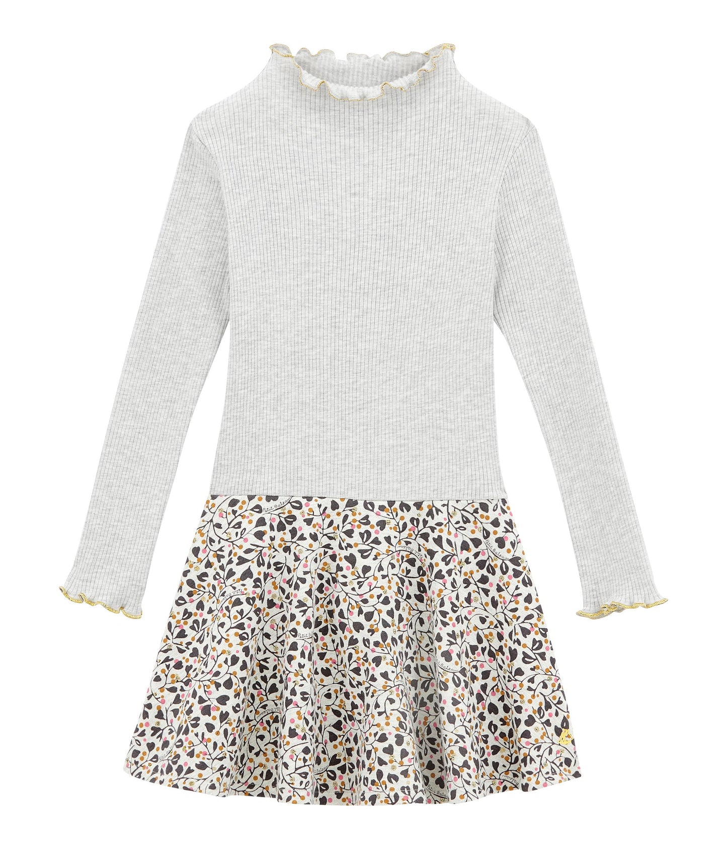Petit Bateau Girl's Long Sleeve Two Tone Dress (Size 4)