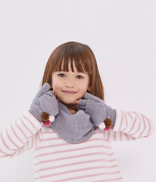 Petit Bateau Girl's Pompom Gloves (Size 3/4, 6/8)