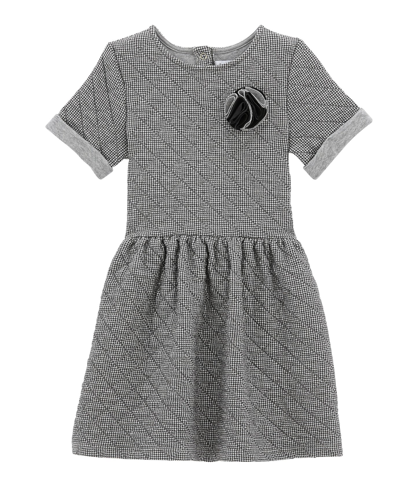 Petit Bateau Short Sleeve Quilted Mini Check Dress (Size 3A)