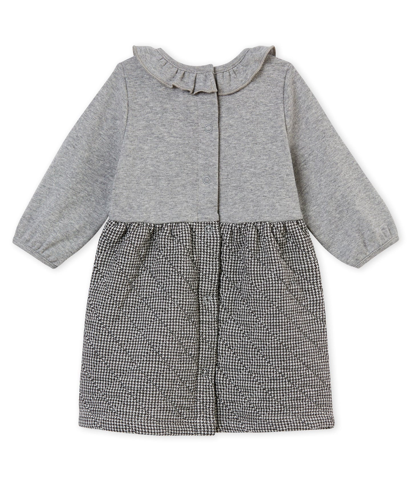 Petit Bateau Baby Girl Long Sleeve Dress with Ruffle Collar