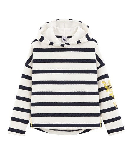 Petit Bateau Girls Hooded Breton Top (Size 3, 4)