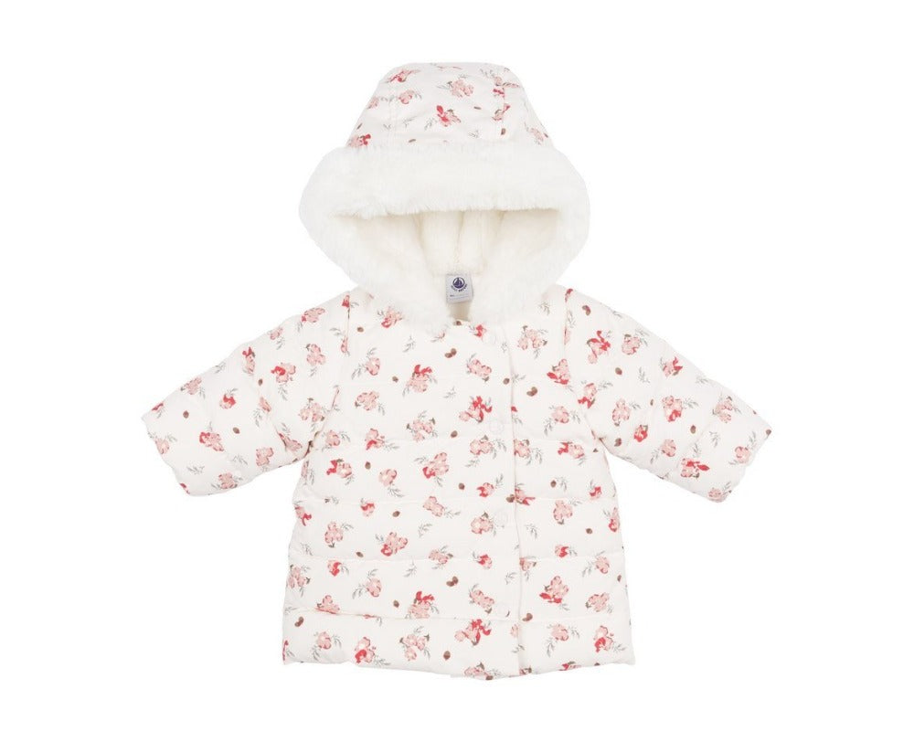 Petit Bateau Baby Girl's Puffy Hooded Floral Jacket (18m)