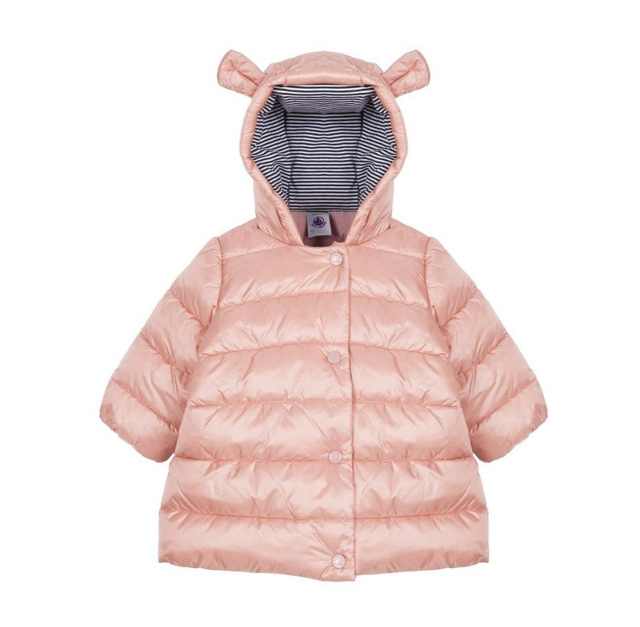 Petit Bateau Baby Girl Parka with Bear Ears Hood (12m)