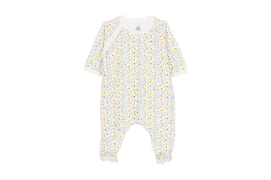 Petit Bateau Baby Girl's Terry Side Snap Bird Print Footie (3m, 6m, 9m)