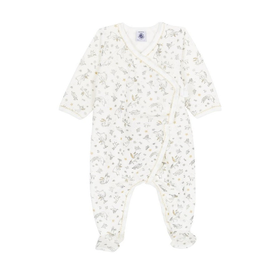 Petit Bateau Baby Velour Side Snap Printed Footie (6m, 9m)