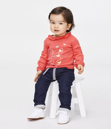 Petit Bateau Baby Girls' Long-Sleeved Blouse With Bunny Print (6m, 12m)