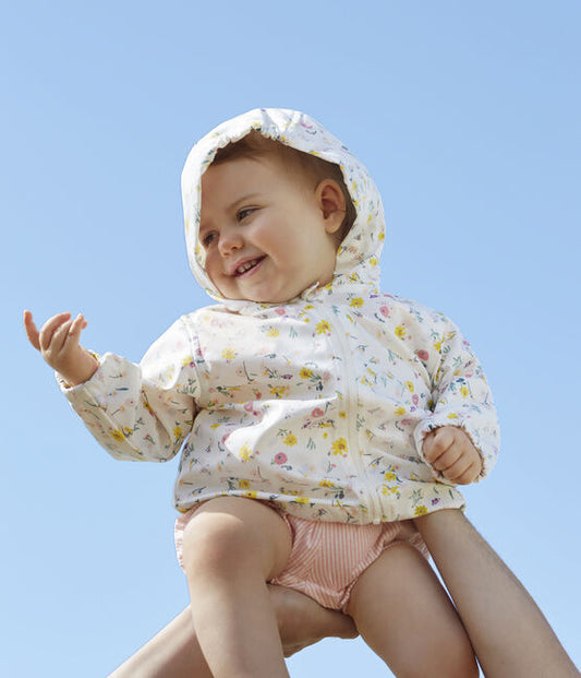 Petit Bateau Baby Girl Floral Hooded Windbreaker (12m, 18m, 24m)