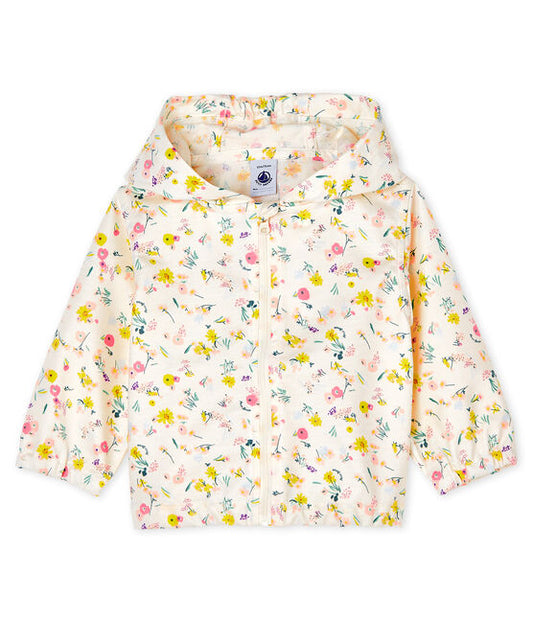 Petit Bateau Baby Girl Floral Hooded Windbreaker (12m, 18m, 24m)