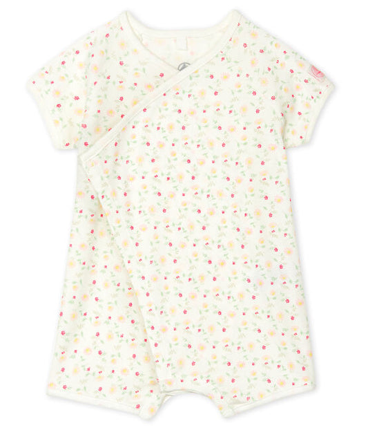 Petit Bateau Baby Girl Ribbed Playsuit (1m, 3m, 6m)