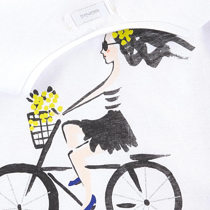 Catimini Girl's T-shirt with Bicycle Print (Size 4, 5)
