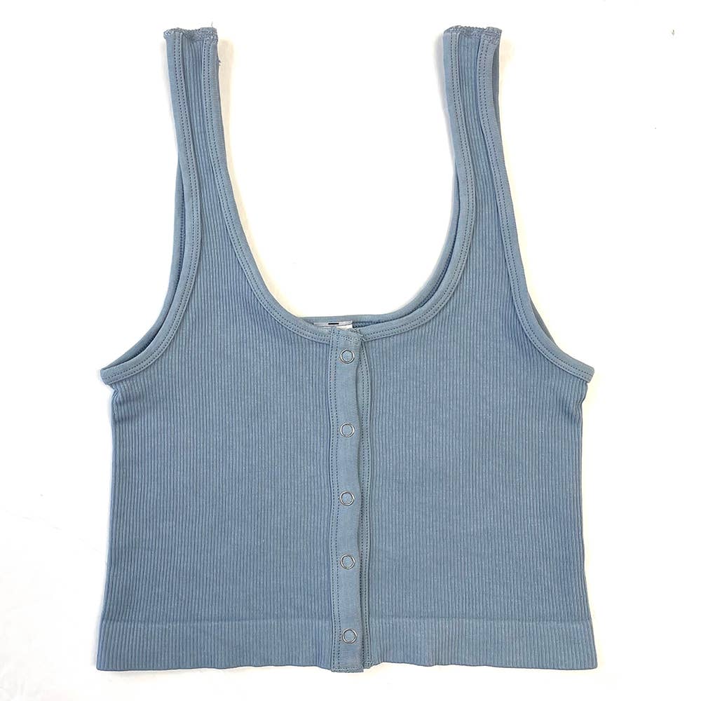 One Size Fits All Full Snap Crop Tank - White