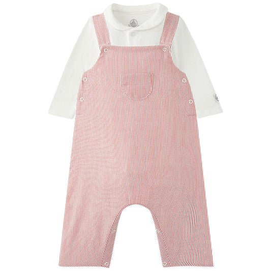 Petit Bateau Baby 2 PC Set Long Sleeve Bodysuit + Overall (1m)