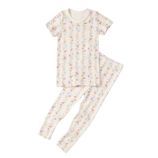 Organic 2 Pieces Slim Pajama Set - Flower