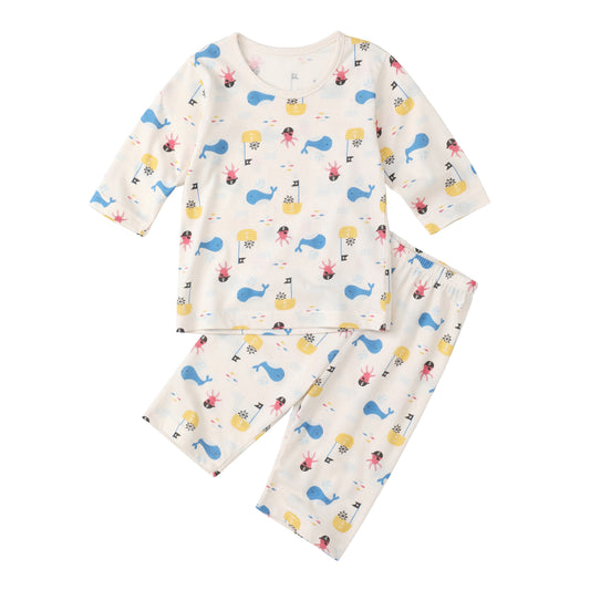 Organic 2 Pieces Pajama Set - Whale Pirate