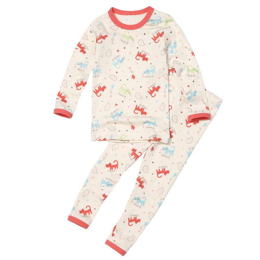 Organic 2 Pieces Pajama Set - Love Cat (4T, 8T)