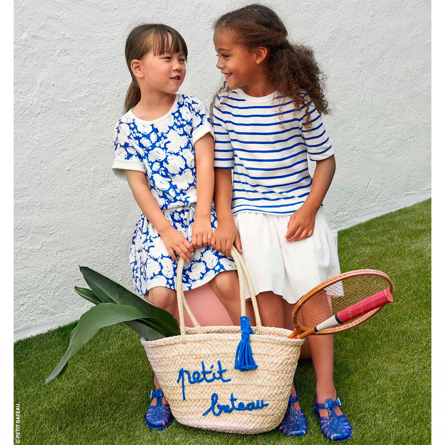 PETIT BATEAU GIRL SHORT SLEEVE FLORAL DROP WAIST DRESS