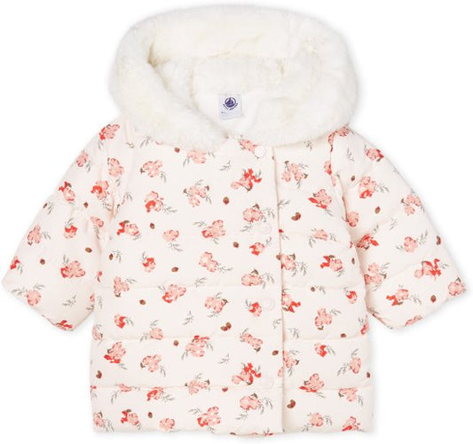Petit Bateau Baby Girl's Puffy Hooded Floral Jacket (18m)