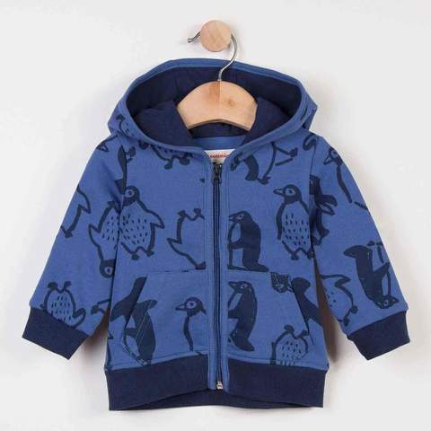 Catimini Zipped Fleece Sweater with Penguins Print