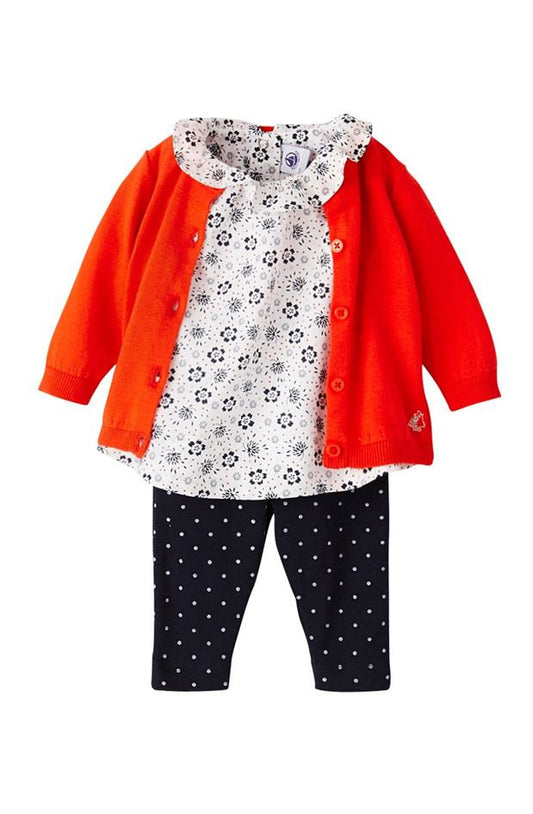 Petit Bateau Red Cardigan with Silver Detail (Size 6m, 24m)