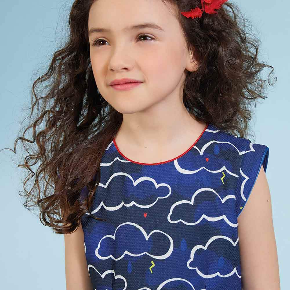 Catimini Printed pique dress with 2-in-1 T-shirt (Size 6, 8)
