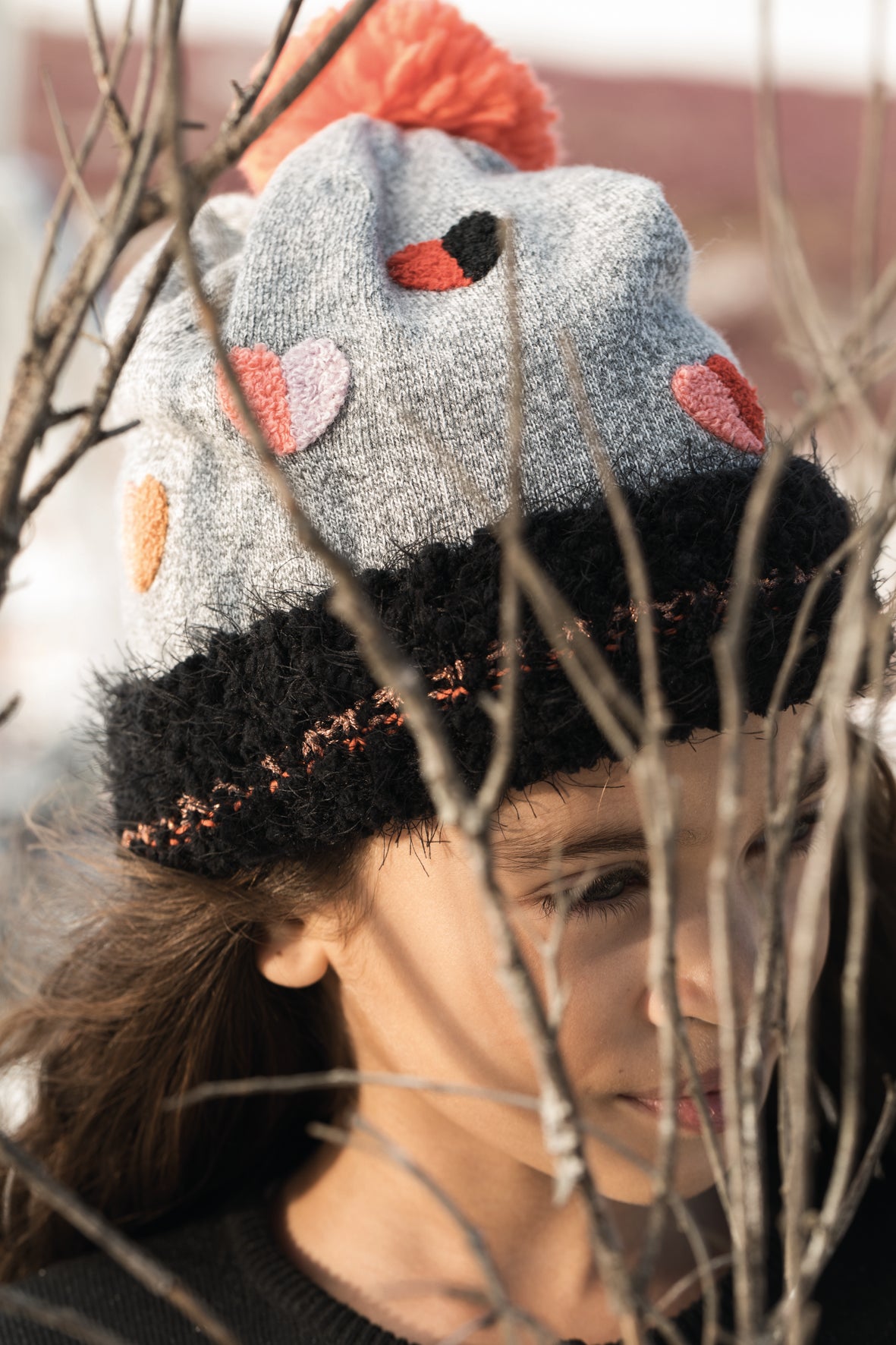 Catimini Hearts Knit Pompom Beanie Hat (Size 2/3, 4/6) – The Girls