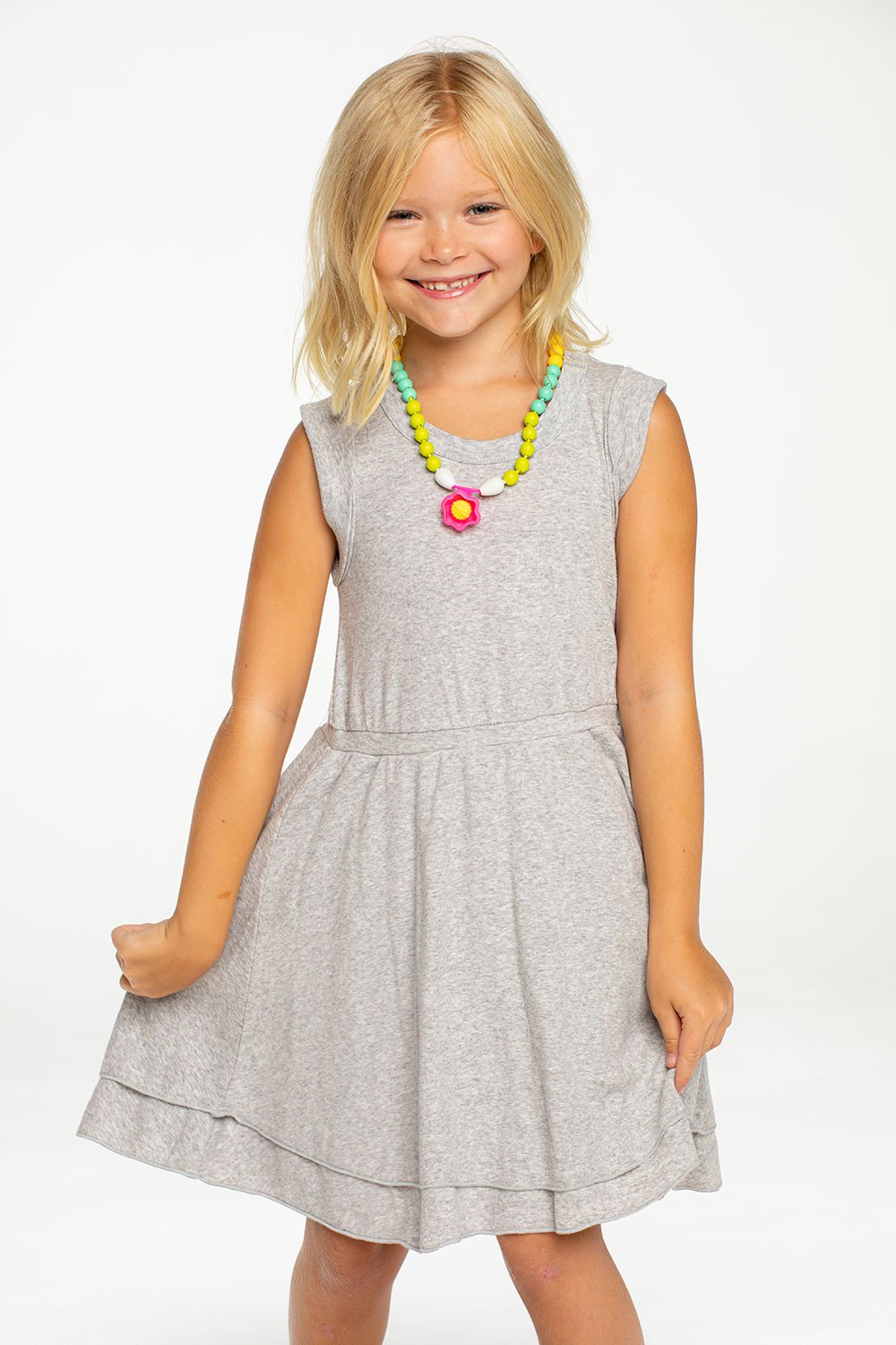 Chaser Girls Baby Rib Tank Dress - Grey (Size 3, 4)