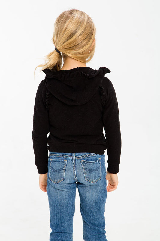 Chaser Girls Long Sleeve Hoodie with Ruffle Detail (Size 2, 14)