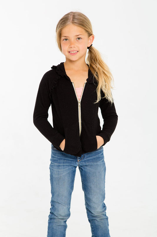 Chaser Girls Long Sleeve Hoodie with Ruffle Detail (Size 2, 14)