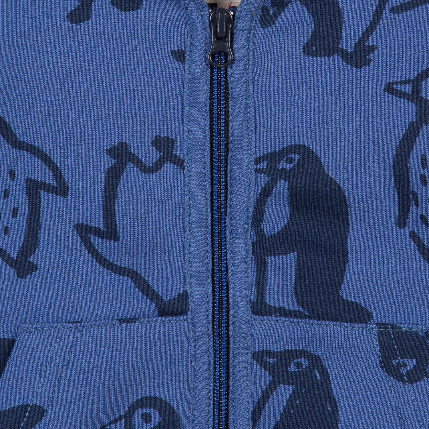 Catimini Zipped Fleece Sweater with Penguins Print