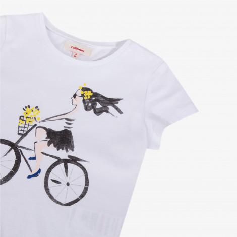 Catimini Girl's T-shirt with Bicycle Print (Size 4, 5)