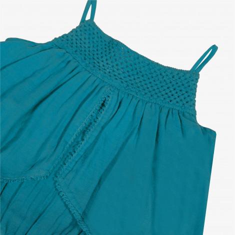 Catimini Jumpsuit in Lagoon-blue Seersucker (Size 4, 6)