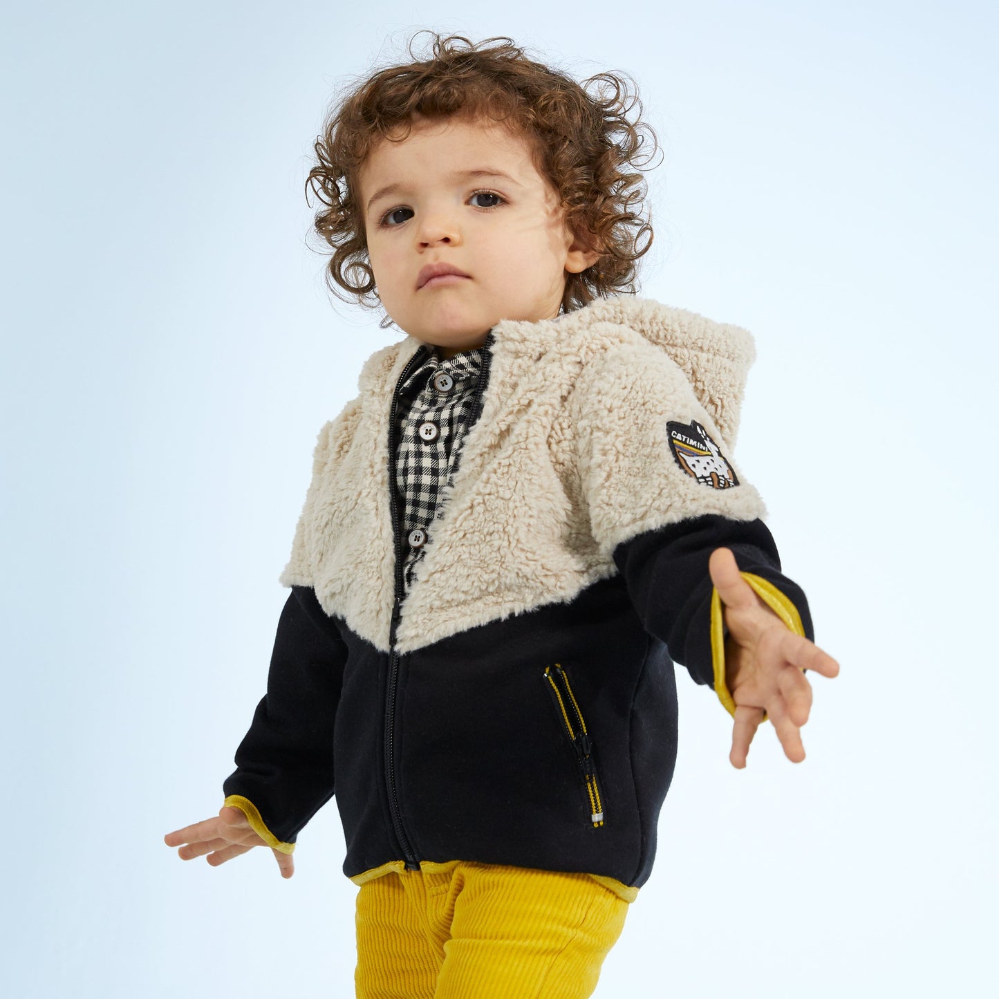 Catimini Little Boy Color Block Faux Fur Jacket (Size 6m, 12m, 3)