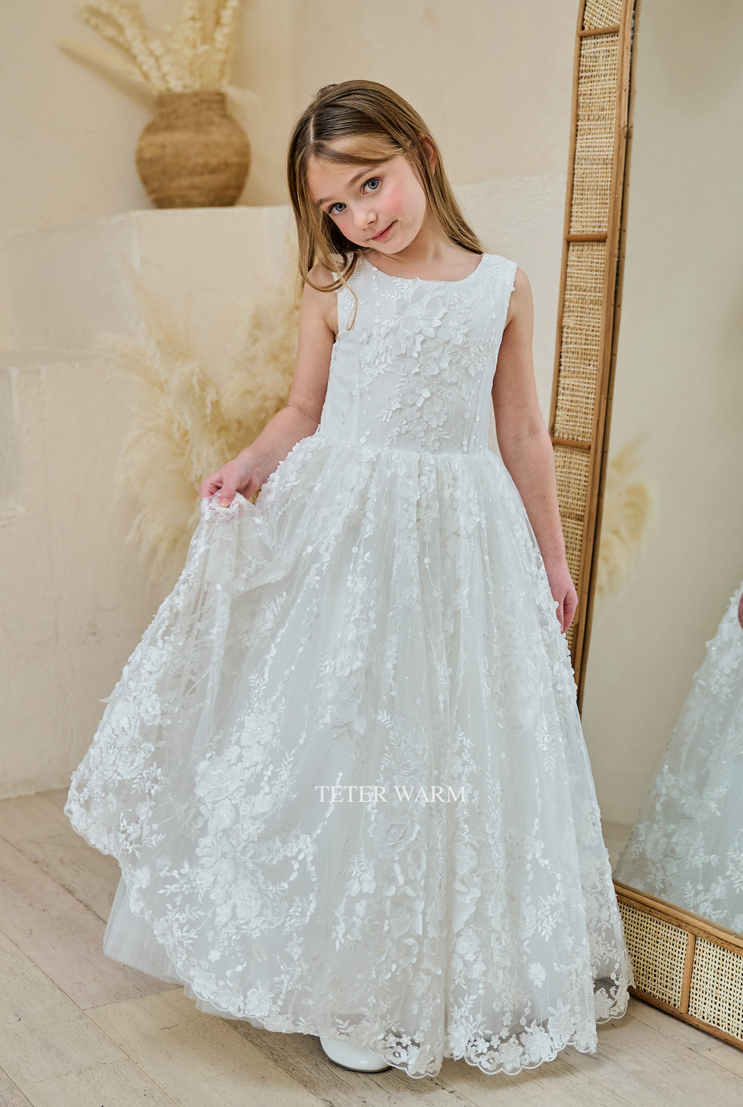 Teter Warm All Lace Sleeveless Tulle Communion Dress (Size 5, 6, 7, 8, 10)