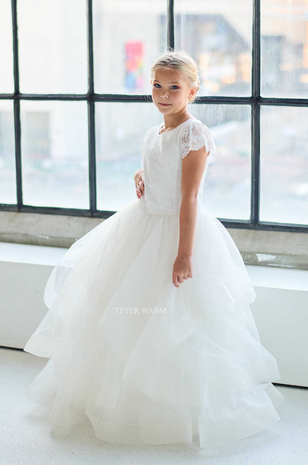 Cap sleeve first communion dress best sale