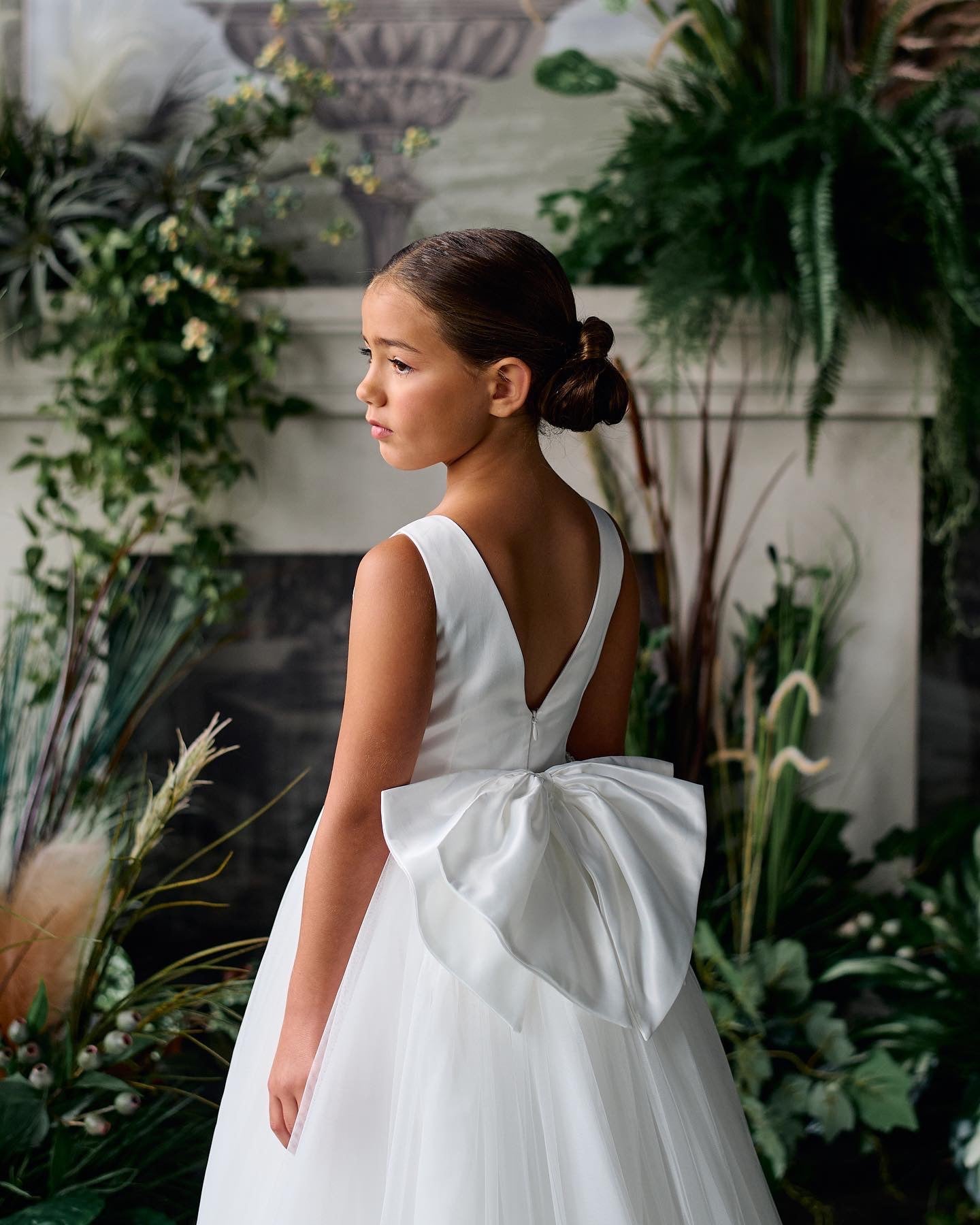 Teter Warm White Satin Communion Dress with Big Bow