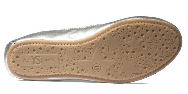 Yosi Samra Girl's Ballet Flat in Metellic Silver (Size 6, 8, 9, 12)