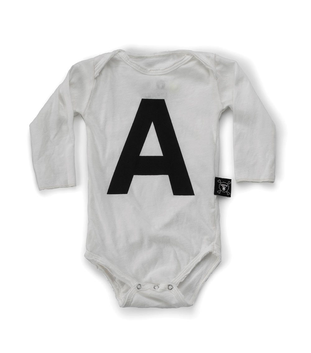 Nununu A long sleeve white bodysuit (3-6m, 6-12m)