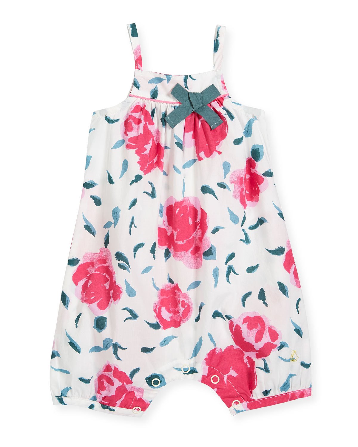 Petit Bateau Baby Girl Floral Spaghetti Strap Romper (3m, 6m, 24m)