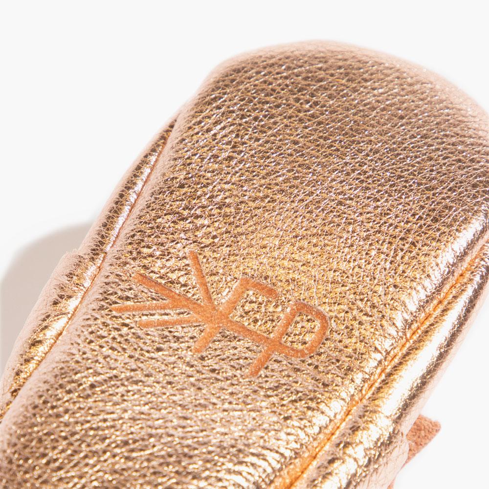 Freshly Picked Shearling Bow Baby Mocc - Rose Gold