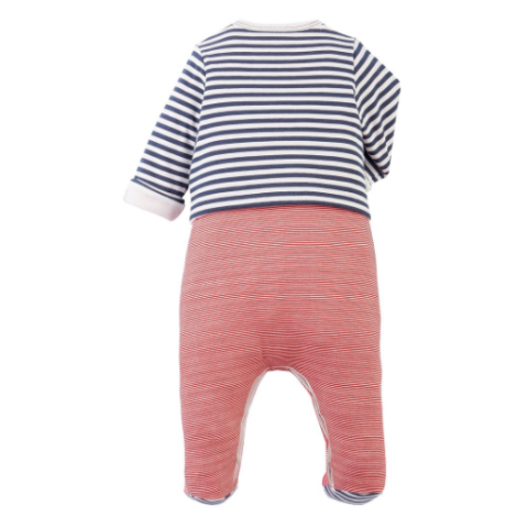Petit Bateau Footie Striped Set with Cardigan (3m)