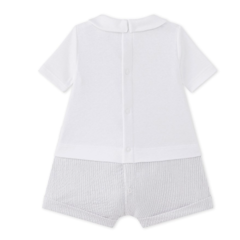 Petit Bateau: Dual Fabric Grey White Romper