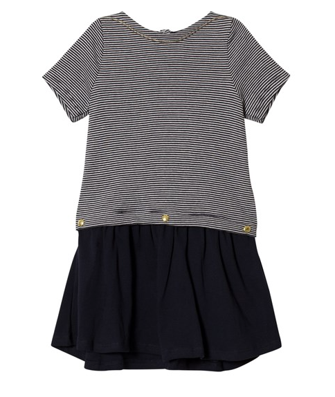 Petit Bateau Baby Girl Short Sleeve Striped Top Dress Navy/White (3m)