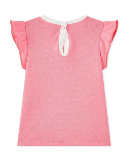 Petit Bateau Baby Girl Short Ruffle Sleeve Tee (3m)